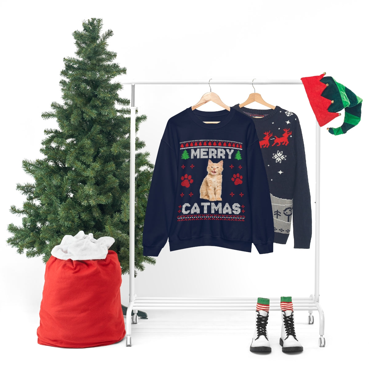 Custom Cat Ugly Christmas Sweater,  Personalized Photo Kitten Merry Xmas Print Women Mom Men Funny Party Holiday Plus Size Sweatshirt Starcove Fashion