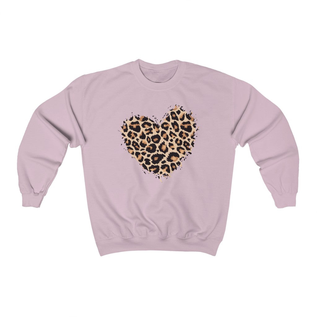 Leopard Heart Sweatshirt, Cheetah Graphic Valentines Day Crewneck Fleece Sweater Pullover Men Women Aesthetic Top Starcove Fashion