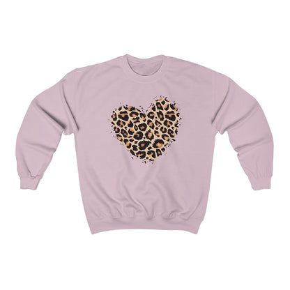 Leopard Heart Sweatshirt, Cheetah Graphic Valentines Day Crewneck Fleece Sweater Pullover Men Women Aesthetic Top Starcove Fashion