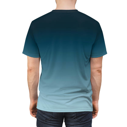Blue Ombre Tshirt, Dark To Light Gradient Dip Dye Men Women Adult Aesthetic Crewneck Designer Tee Short Sleeve Shirt Top