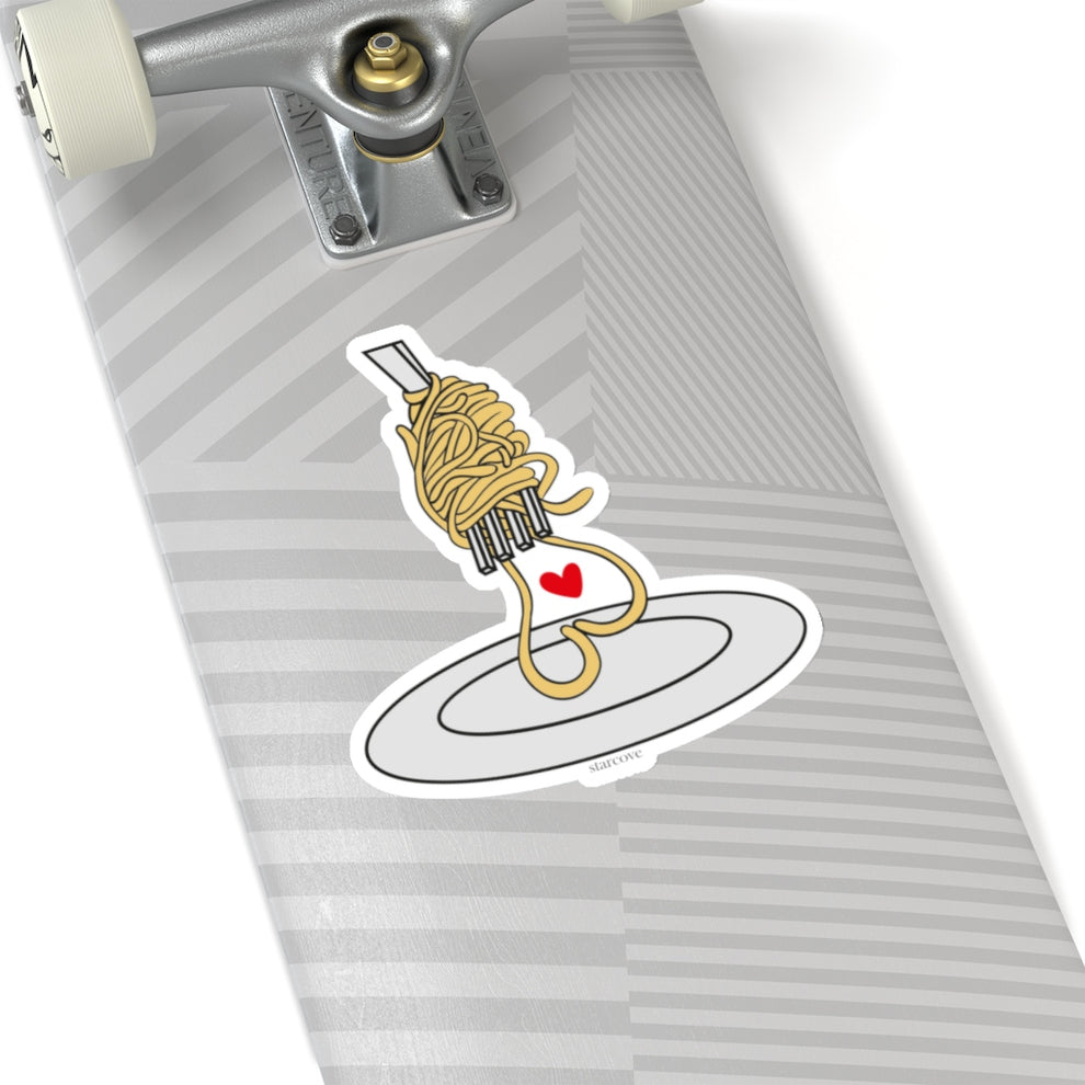 Pasta Spaghetti Sticker, I Love Food Party Heart Yellow Laptop Decal V ...