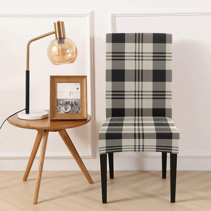Buffalo Check Dining Chair Seat Covers, Black Beige Grey Tartan Check Plaid Stretch Slipcover Furniture Dining Room Home Decor