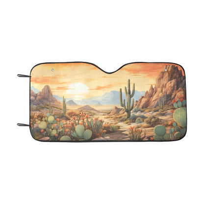 Cactus Windshield Sun Shade, Desert Rocks Succulent Nature Car Accessories Auto Cover Protector Window Visor Screen Decor 55" x 29.53"