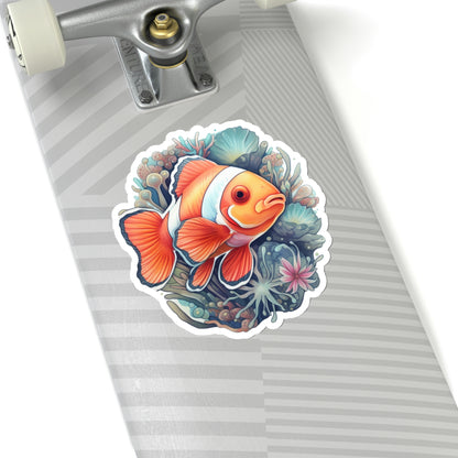 Clownfish Sticker, Fish Coral Reef Laptop Decal Vinyl Cute Waterbottle Tumbler Car Waterproof Bumper Aesthetic Die Cut Wall Mural