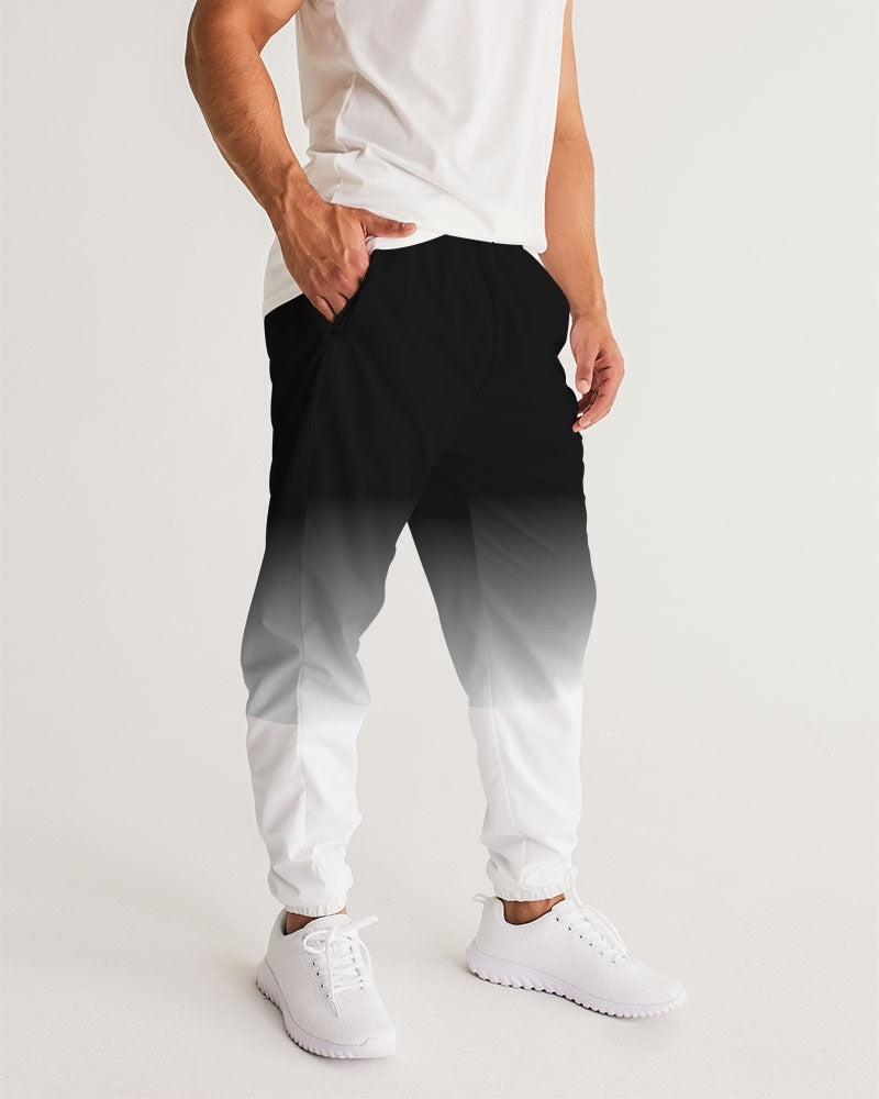 Black White Ombre Men Track Pants, Tie Dye Gradient Zip Pockets Quick Dry Mesh Lining Lightweight Elastic Waist Windbreaker Joggers Bottoms