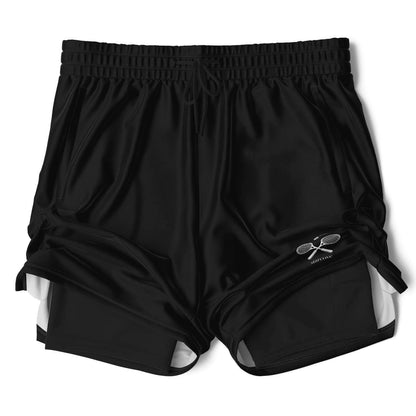 Black Tennis Men Lined Shorts 7 Inch, Compression Liner 2 in 1 Athletic Sports Rackets Sweat Wicking Mesh Phone Pockets Drawstring Starcove Fashion