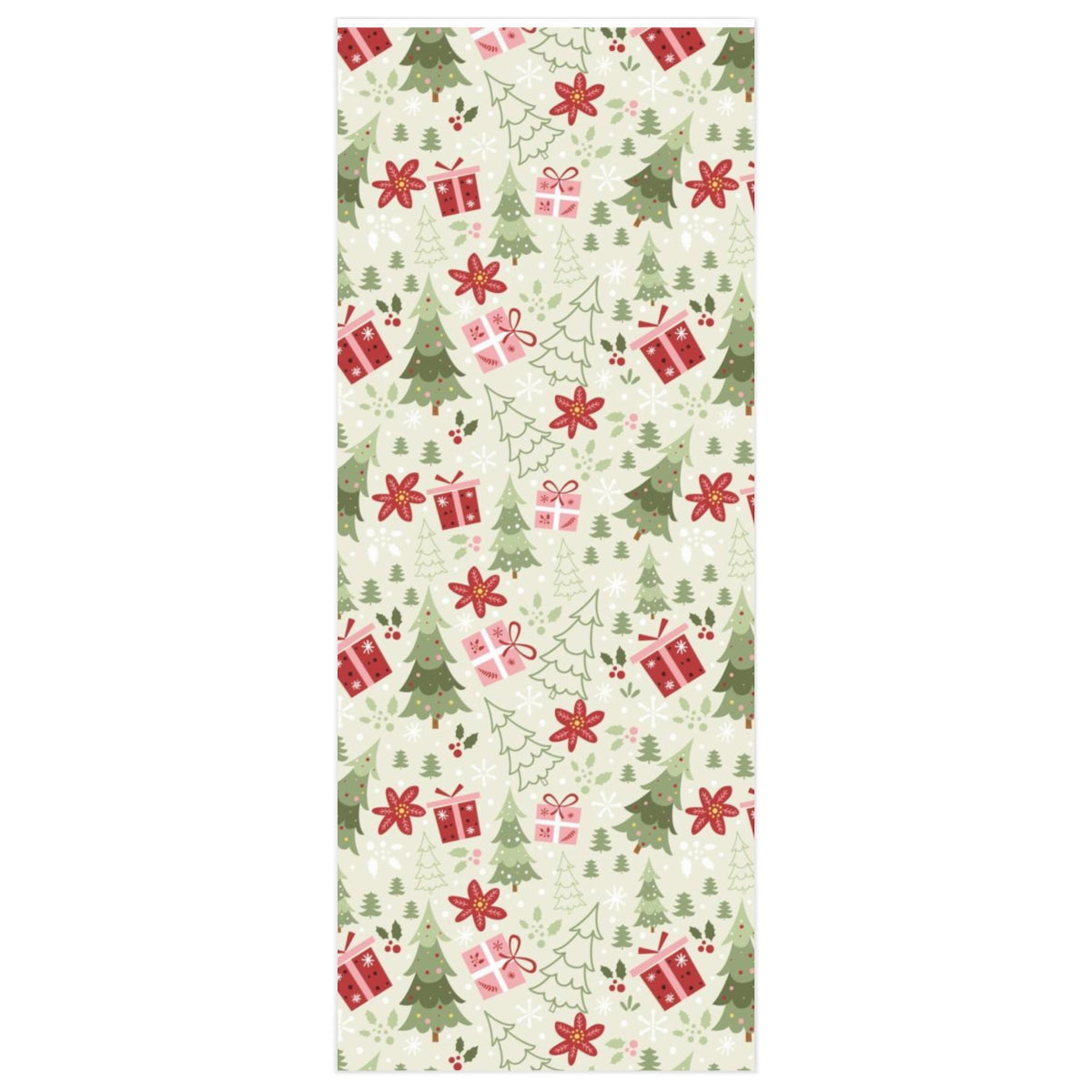 Vintage Christmas Wrapping Paper, Green Pine Trees Print Art Holiday Gift Wrap Decorative Vintage Xmas Wrapper Roll Starcove Fashion