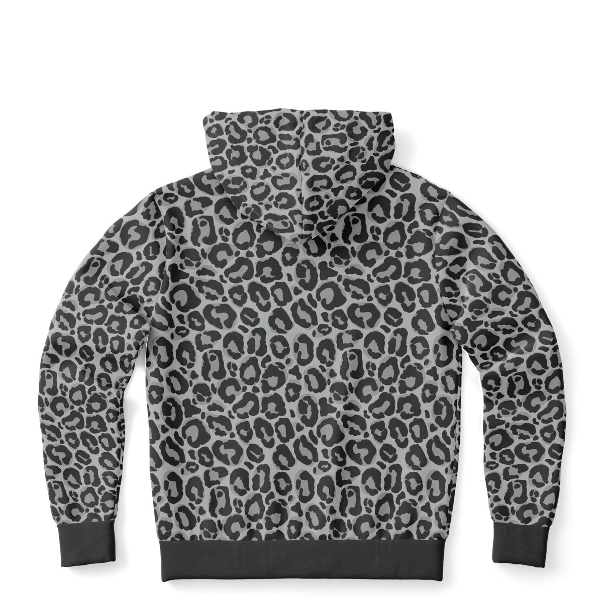 Grey Leopard Zip Up Hoodie, Animal Print Front Zipper Pocket Men 