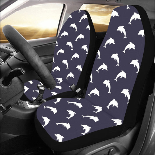 Dolphin Car Seat Covers 2 pc, Vintage Sea Ocean Beach Pattern Front Seat Covers Car Vehicle SUV Seat Men Women Protector Accessory