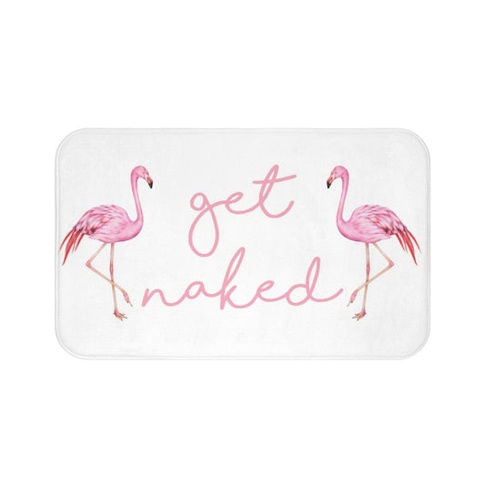Get Naked Bath Mat, Pink Flamingo White Memory Foam Mat Funny Microfiber Bathroom Small Large Shower Floor Non Slip Washable Rug Starcove Fashion