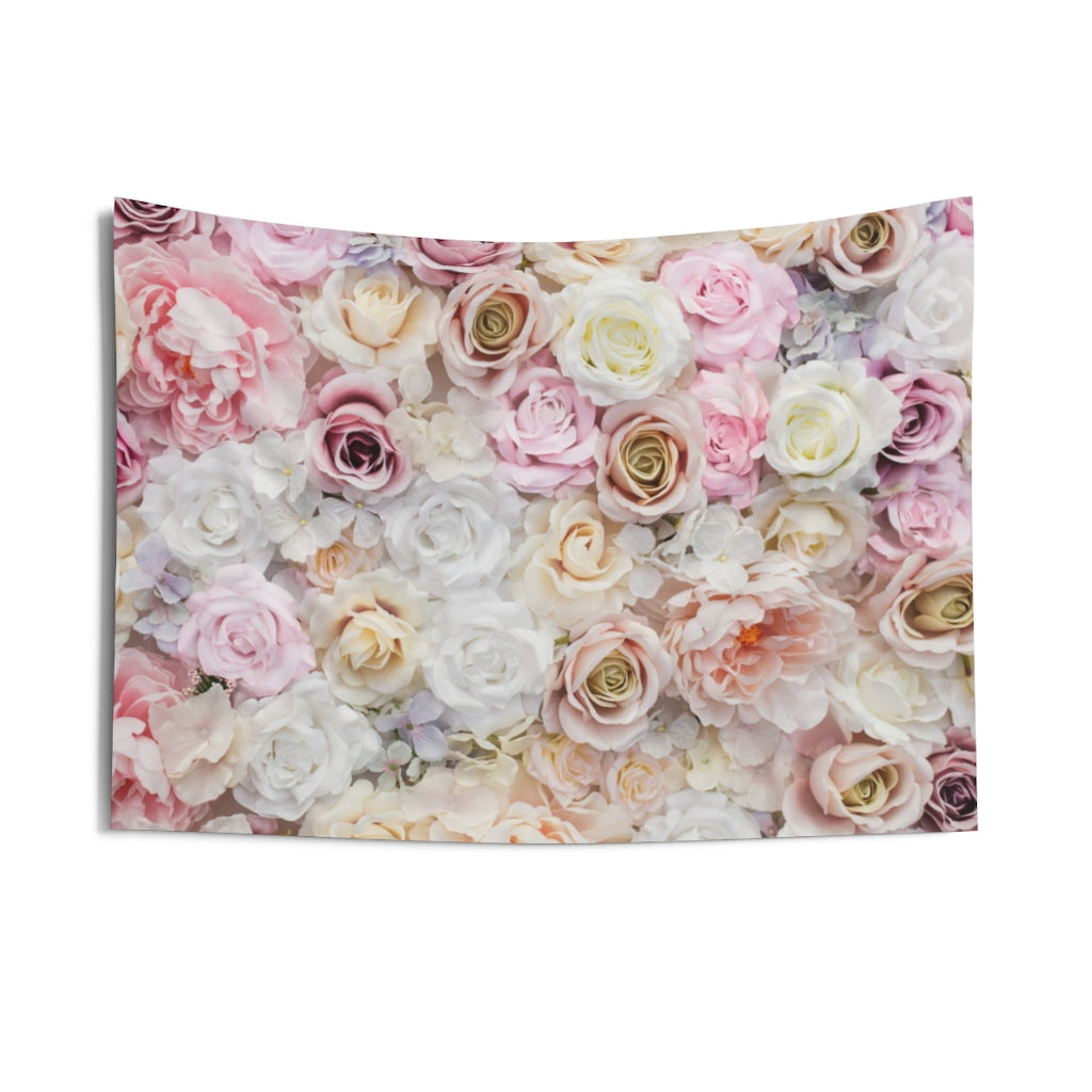White Pink Roses Wall Tapestry, Floral Romantic Bridal Landscape Indoor Wall Art Hanging Tapestries Large Small Decor Home Dorm Room Gift Starcove Fashion