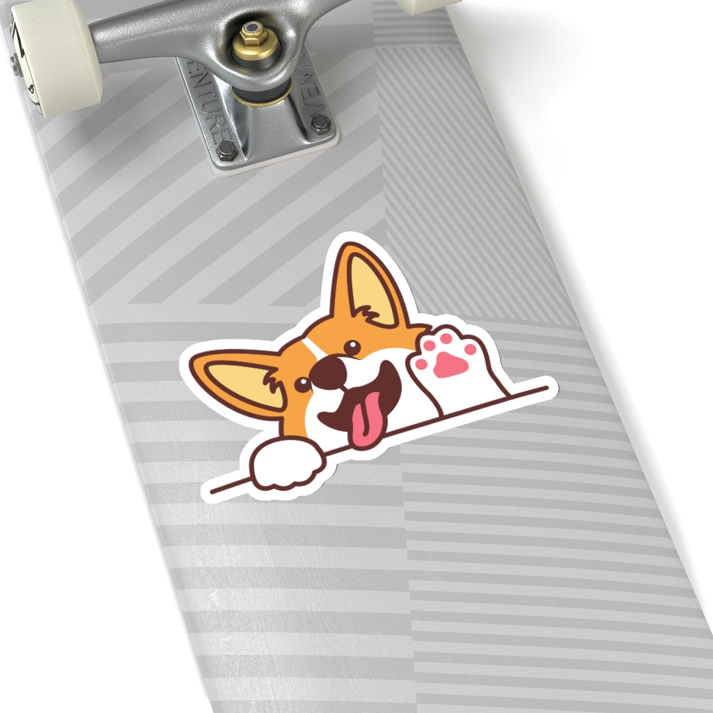 Cute Welsh Corgi Waving Paw Sticker,  Dog Vinyl Decal Label Phone Transparent Clear Small Large Cool Art Computer Hydro Flask Starcove Fashion