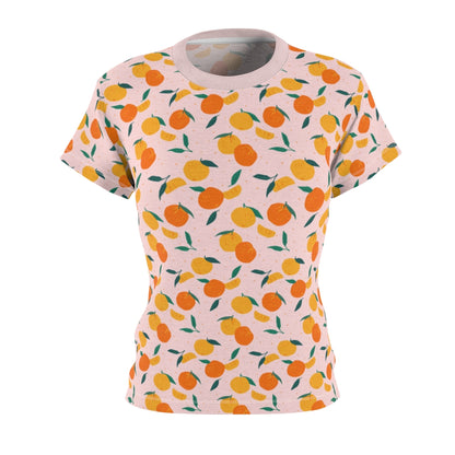 Peach Pattern Women Tshirt, Pink Fruit Peaches Designer Adult Graphic Fashion Fitted Aesthetic Crewneck Tee Top Starcove Fashion