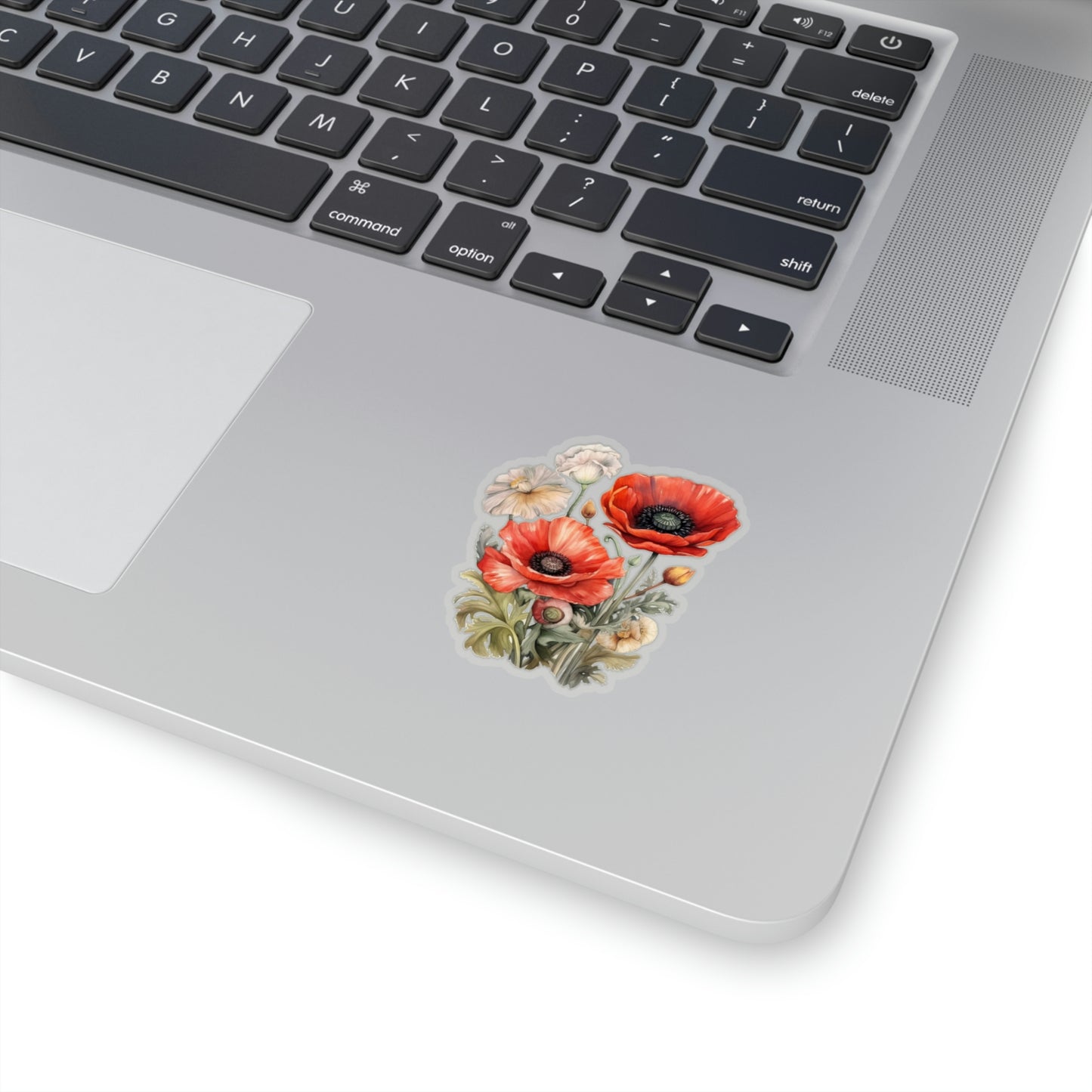 Poppy Wild Flowers Sticker, Red Floral Art Laptop Decal Vinyl Cute Waterbottle Tumbler Car Waterproof Bumper Aesthetic Die Cut Wall