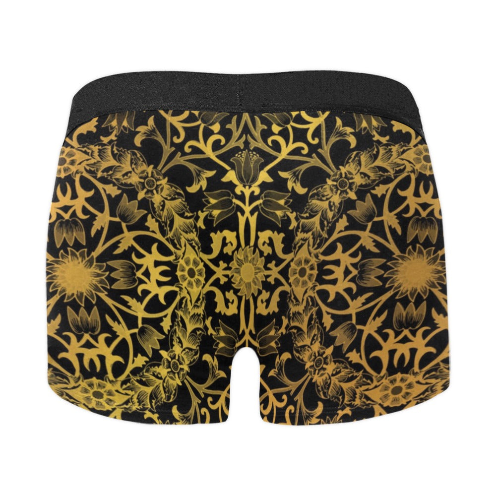 Baroque Men Boxer Briefs, Steampunk Gold Comfortable for Him Print Underwear Pouch Sexy Boyfriend Plus Size Gift Male Honeymoon Birthday