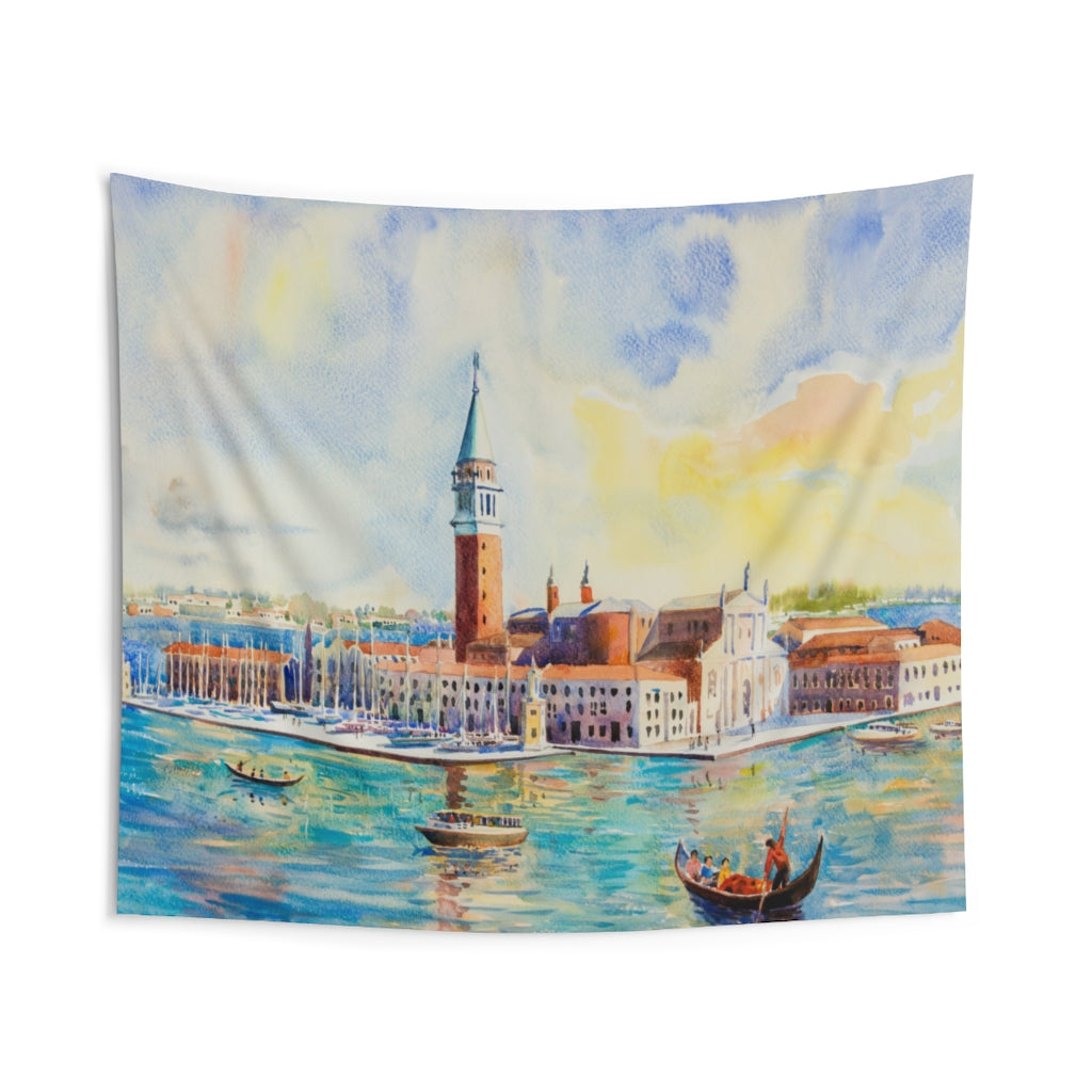 Venice Watercolor Tapestry, Italy Canal Landscape Indoor Wall Art Hanging Tapestries Large Small Decor Home Dorm Room Gift Starcove Fashion