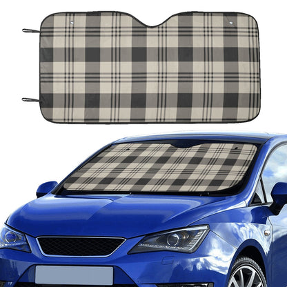 Plaid Windshield Sun Shade, Checkered black Beige Car Accessories Auto Check Protector Front Window Visor Cover Shield Blocker Sunscreen