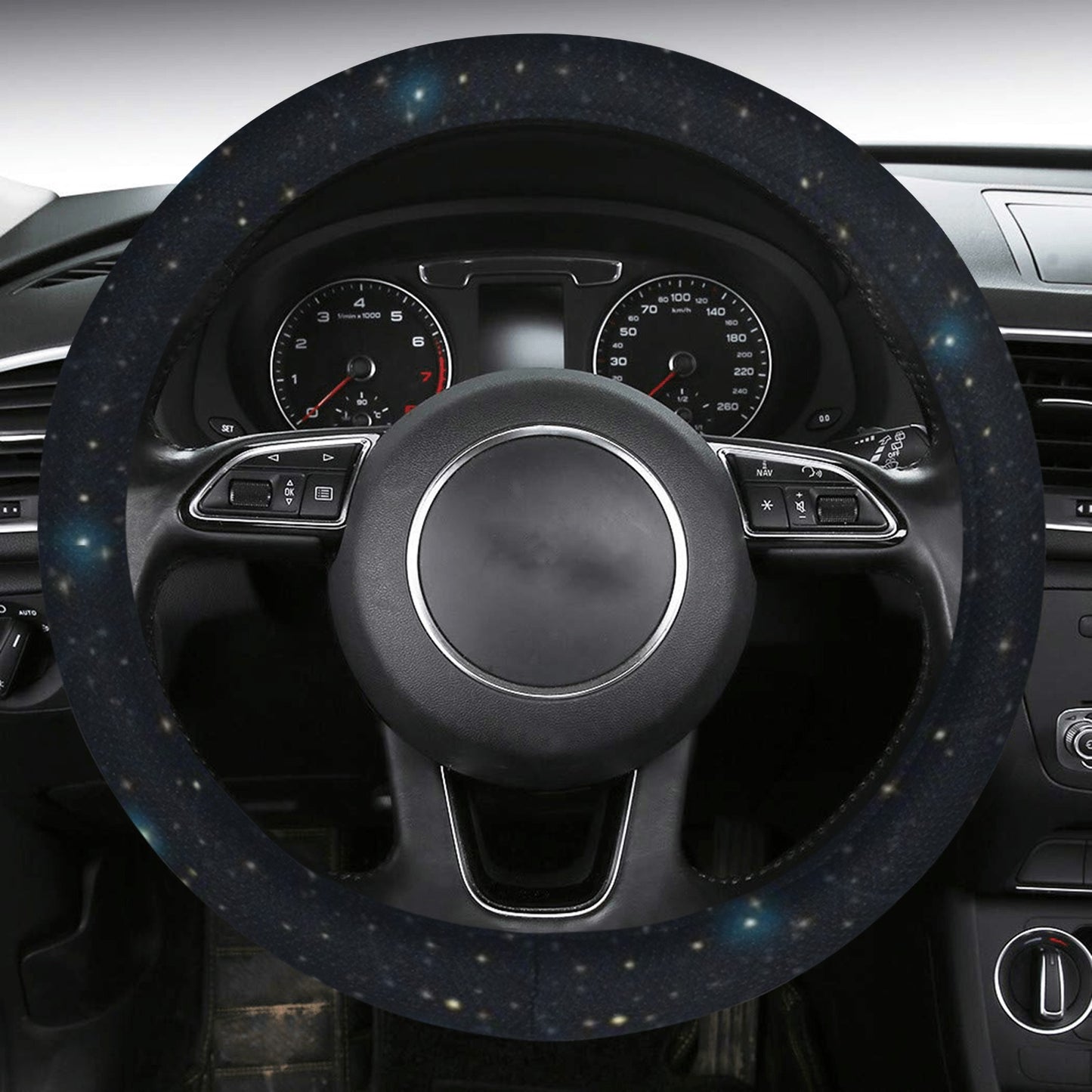 Constellation Steering Wheel Cover with Anti-Slip Insert, Space Stars Galaxy Night Sky Print Car Driving Auto Wrap Protector Women Men