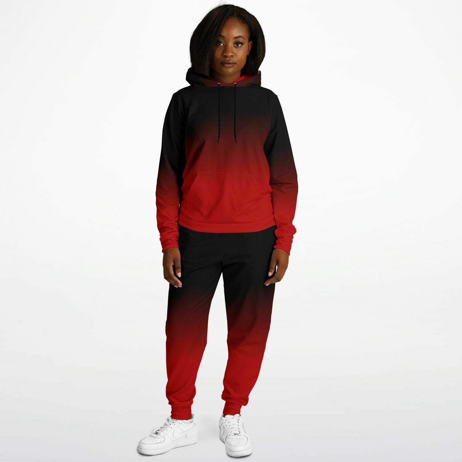 Black Red Ombre Hoodie Jogger Sweatsuit Set, Tie Dye Lounge Hooded Sweatshirt Sweatpants Women Men Cotton Matching Plus Size Sweats Starcove Fashion