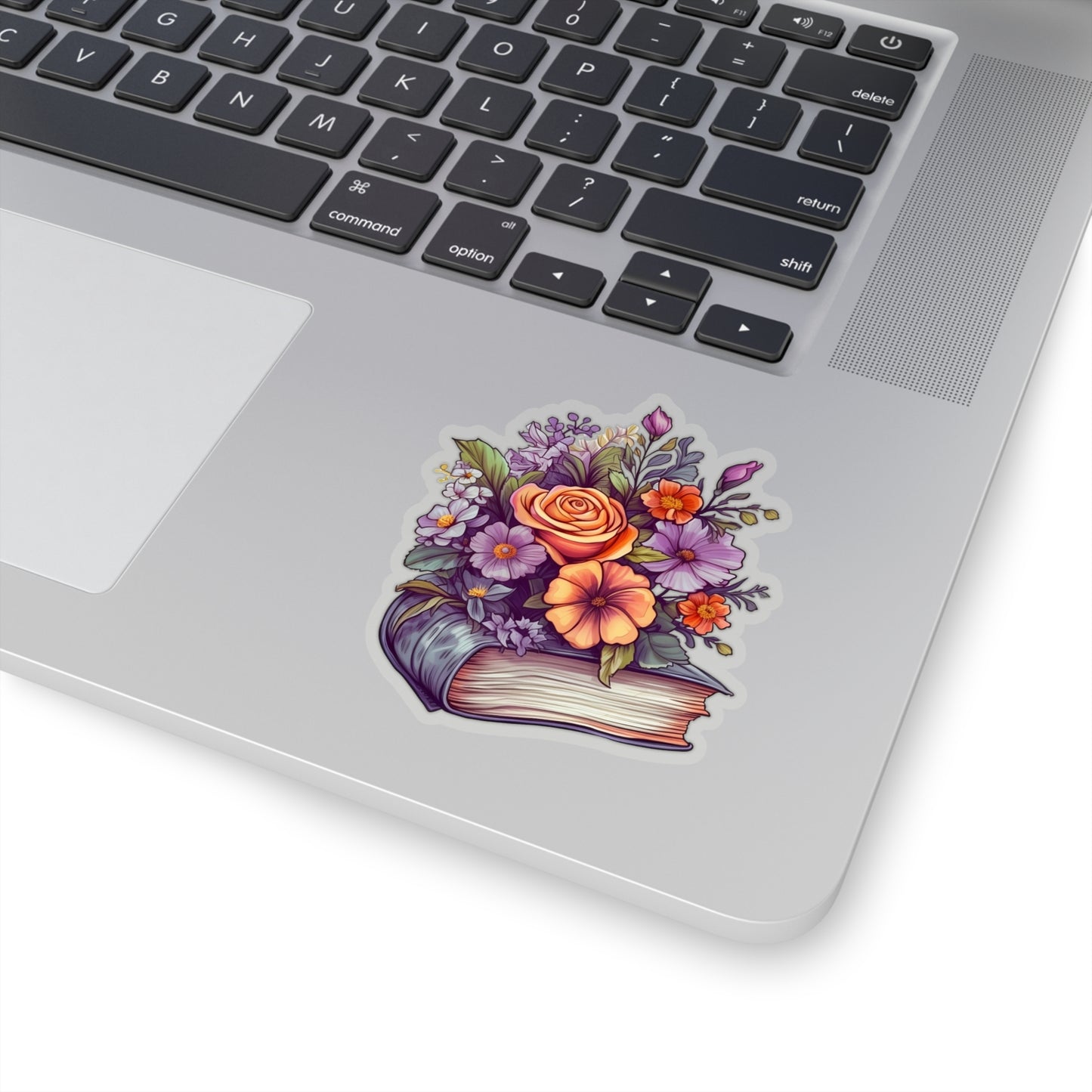Book with Flowers Sticker, Library Reading Art Laptop Decal Vinyl Cute Waterbottle Tumbler Car Waterproof Bumper Die Cut Wall Clear Starcove Fashion