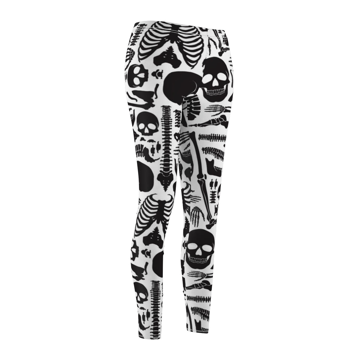 Skeleton Halloween Leggings, Black White Skull Human Bones Anatomy Goth Yoga Pants, Women's Casual Skinny Leggings Starcove Fashion