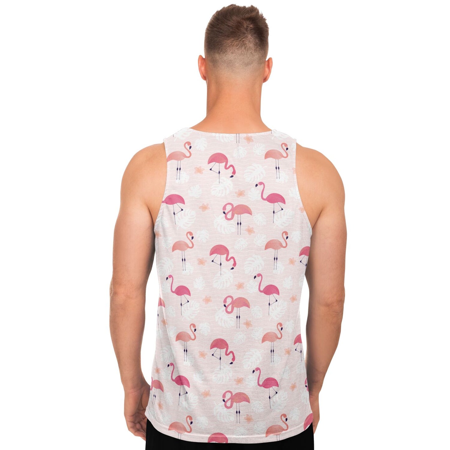 Pink Flamingo Tank Top, Tropical Men Women Festival Yoga Workout Sexy Summer Muscle Sleeveless Plus Size Shirt