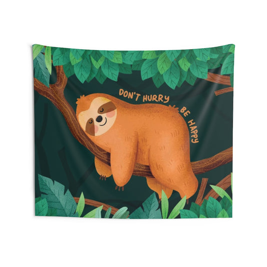 Funny Sloth Tapestry, Sleeping Hurry Happy Landscape Indoor Wall Aesthetic Art Hanging Large Small College Dorm Room Gift Starcove Fashion
