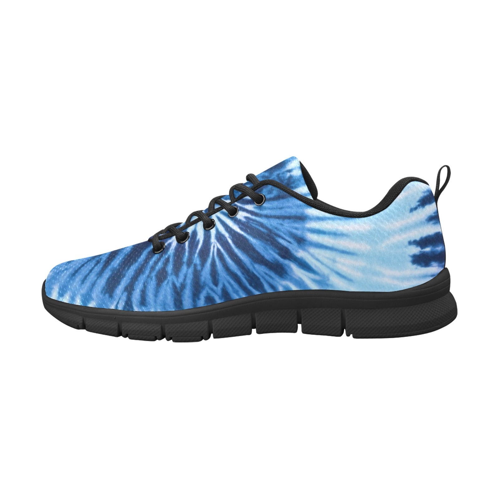 Blue Tie dye Men Breathable Sneakers, Spiral Pattern Print Lace Up Running Custom Designer Casual Mesh Large Size Shoes Starcove Fashion