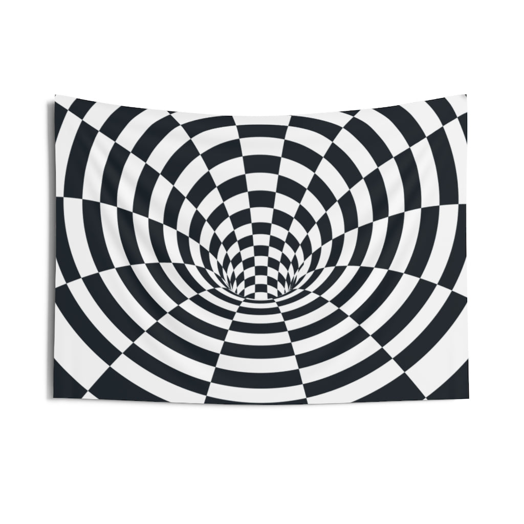 Trippy Tapestry, Dark Blue White Psychedelic Optical Illusion Landscape Indoor Wall Art Hanging Large Small Decor Home Dorm Room Gift Starcove Fashion