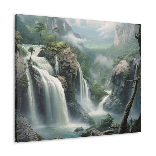 Waterfall Canvas Gallery Wrap, Watercolor Wall Art Print Decor Small Large Hanging Modern Landscape Living Room Starcove Fashion