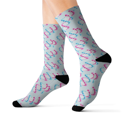 DNA Socks, Science Helix Biology Genetics Crew 3D Sublimation Women Men Designer Fun Novelty Cool Funky Crazy Casual Unique Gift Starcove Fashion