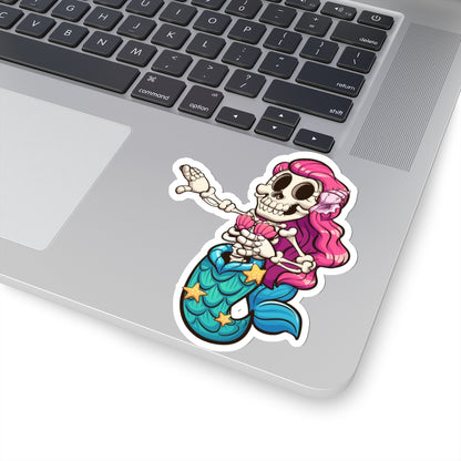 Skeleton Mermaid Sticker, Cute Kawaii Goth Character Decal Label Phone Macbook Small Large Cool Art Computer Hydro Flask Starcove Fashion