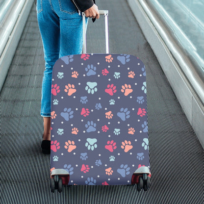 Cute Paw Print Luggage Cover, Pets Cats Dogs Aesthetic Print Suitcase Bag Protector Travel Designer Gift