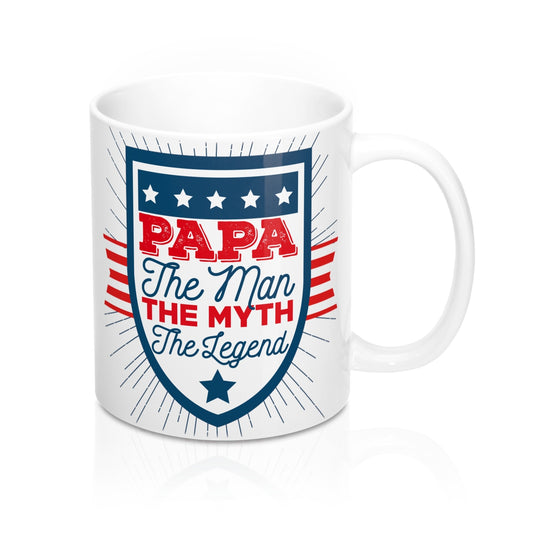 Papa Coffee Mug, The Man Myth Legend, New Dad Cup Tea Lover Fathers Day USA Patriotic Red White Blue Unique Novelty Gift Ceramic 11oz Starcove Fashion