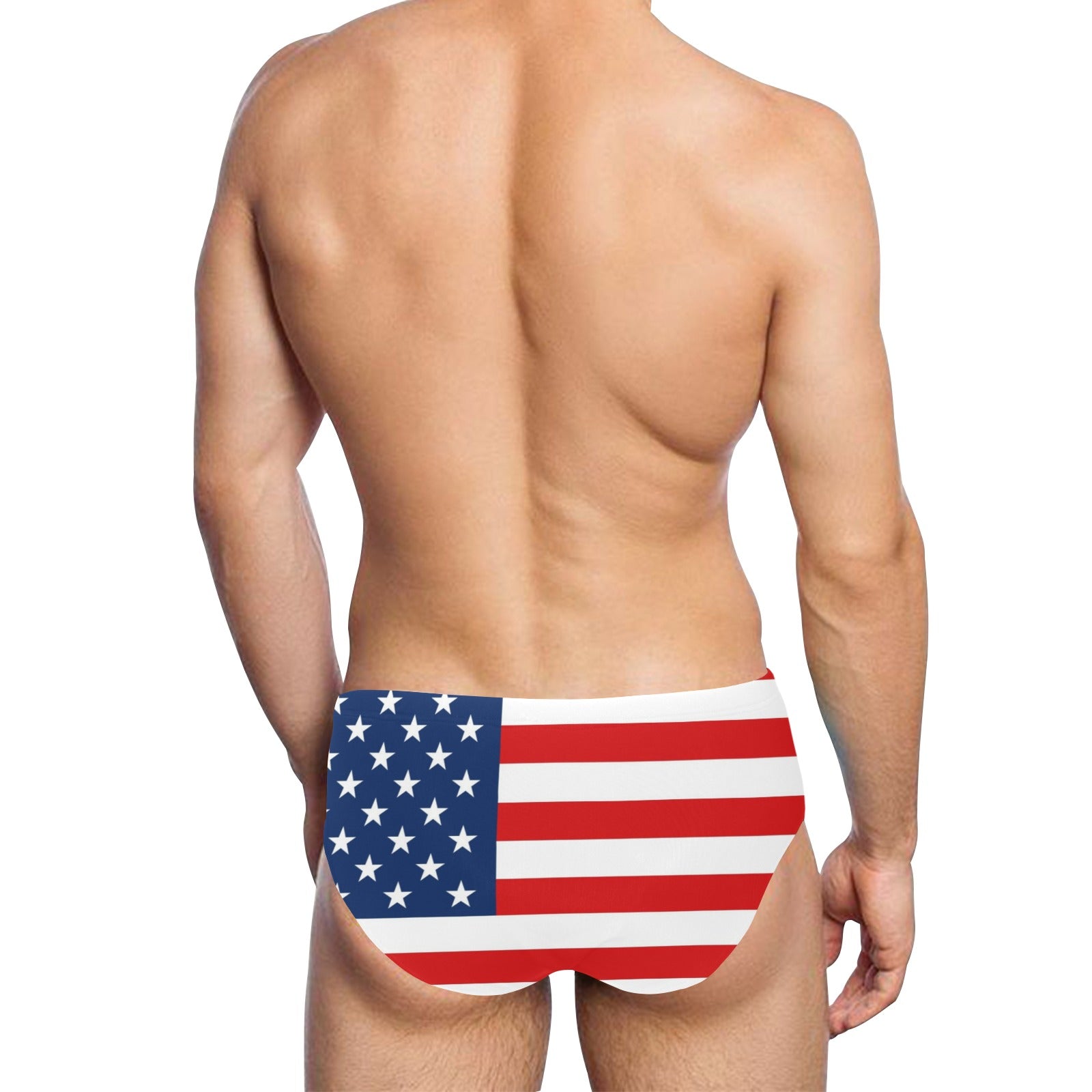 American Flag Men Swim Briefs USA Patriotic Stars and Stripes 