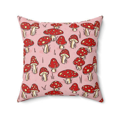 Pink Red Mushroom Pillow Case, Square Throw Decorative Cover Room Décor Floor Couch Cottagecore Cushion Starcove Fashion