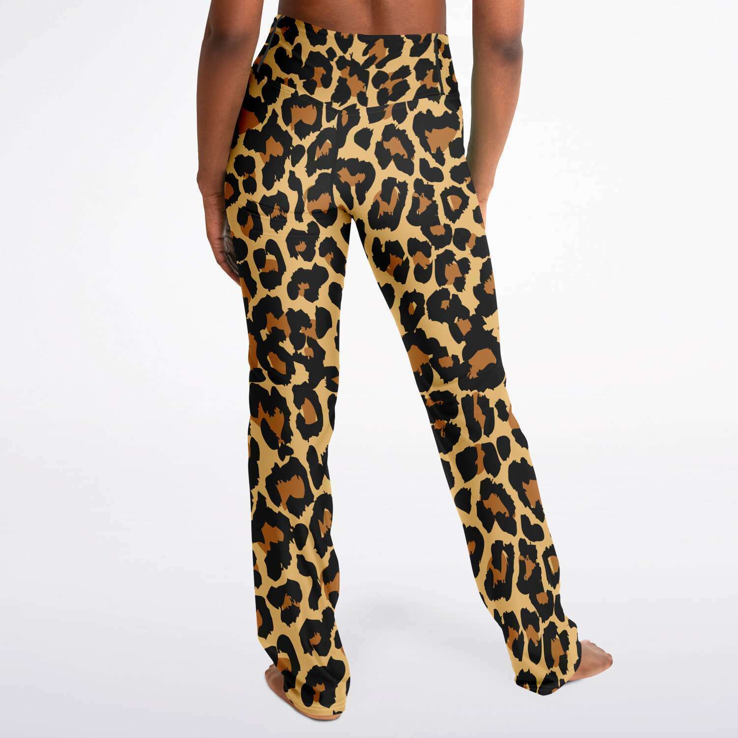 Leopard Flared Leggings, Animal Cheetah Print High Waisted Yoga Designer with Pockets Stretch Workout Sexy Flare Pants Starcove Fashion
