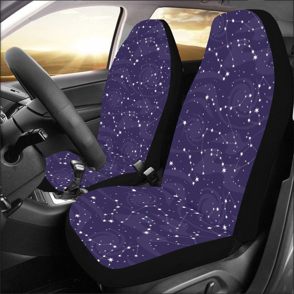Constellation Space Car Seat Covers 2 pc, Blue Purple Galaxy Stars Pattern Front Seat Covers SUV Seat Protector Accessory Decoration Starcove Fashion