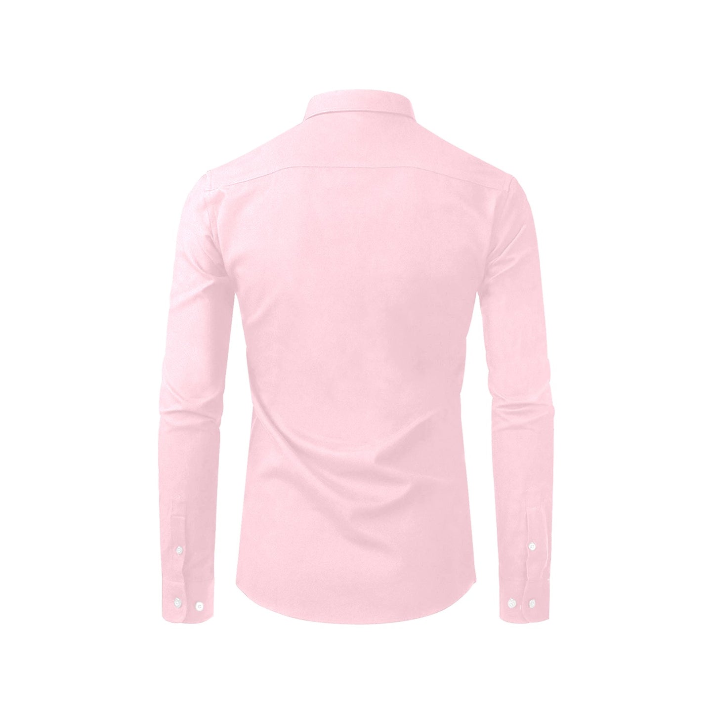 Pastel Pink Long Sleeve Men Button Up Shirt, Solid Light Print Dress Buttoned Collar Dress Shirt with Chest Pocket Starcove Fashion