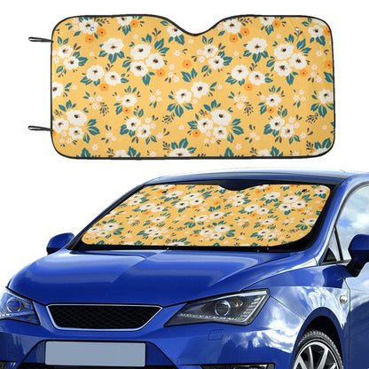 Yellow Floral Cute Sun Windshield, Flowers Car SUV Accessories Auto Shade Protector Front Window Visor Women Girls Screen Cover Decor Starcove Fashion