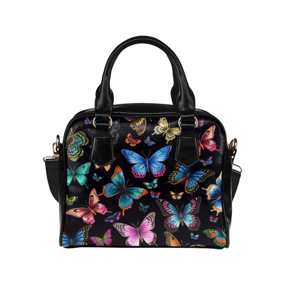Butterfly Leather Purse, Women Designer Handbag Animal Print Black Small Cute Shoulder Vegan Leather Crossbody Bag Ladies Starcove Fashion