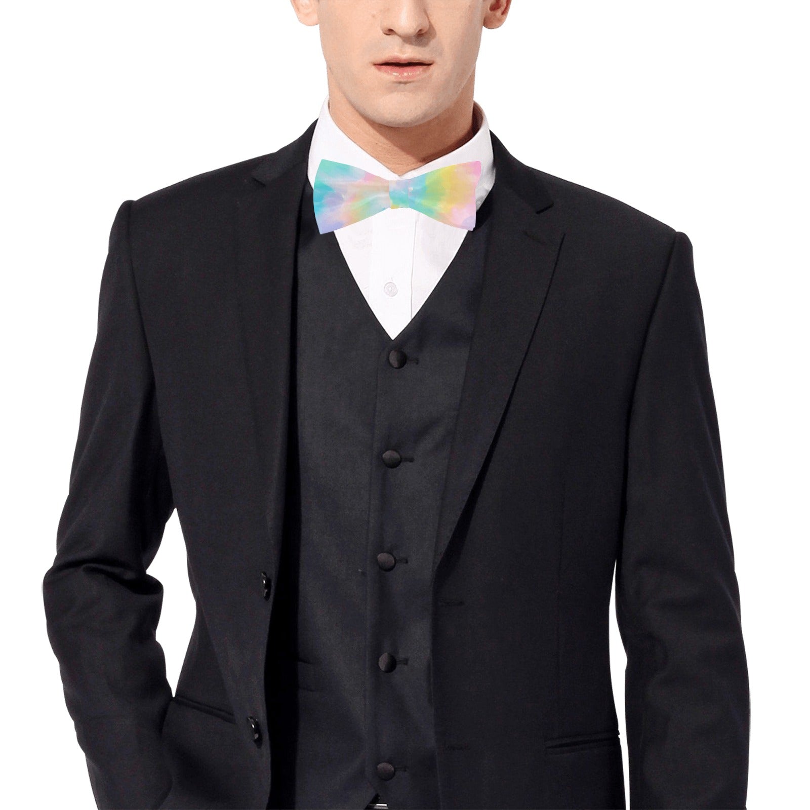 Pastel Tie Dye Bow Tie, Colorful Classic Chic Adjustable Pre Tied Bowtie Gift for Him Men Tuxedo Groomsmen Necktie Wedding Starcove Fashion