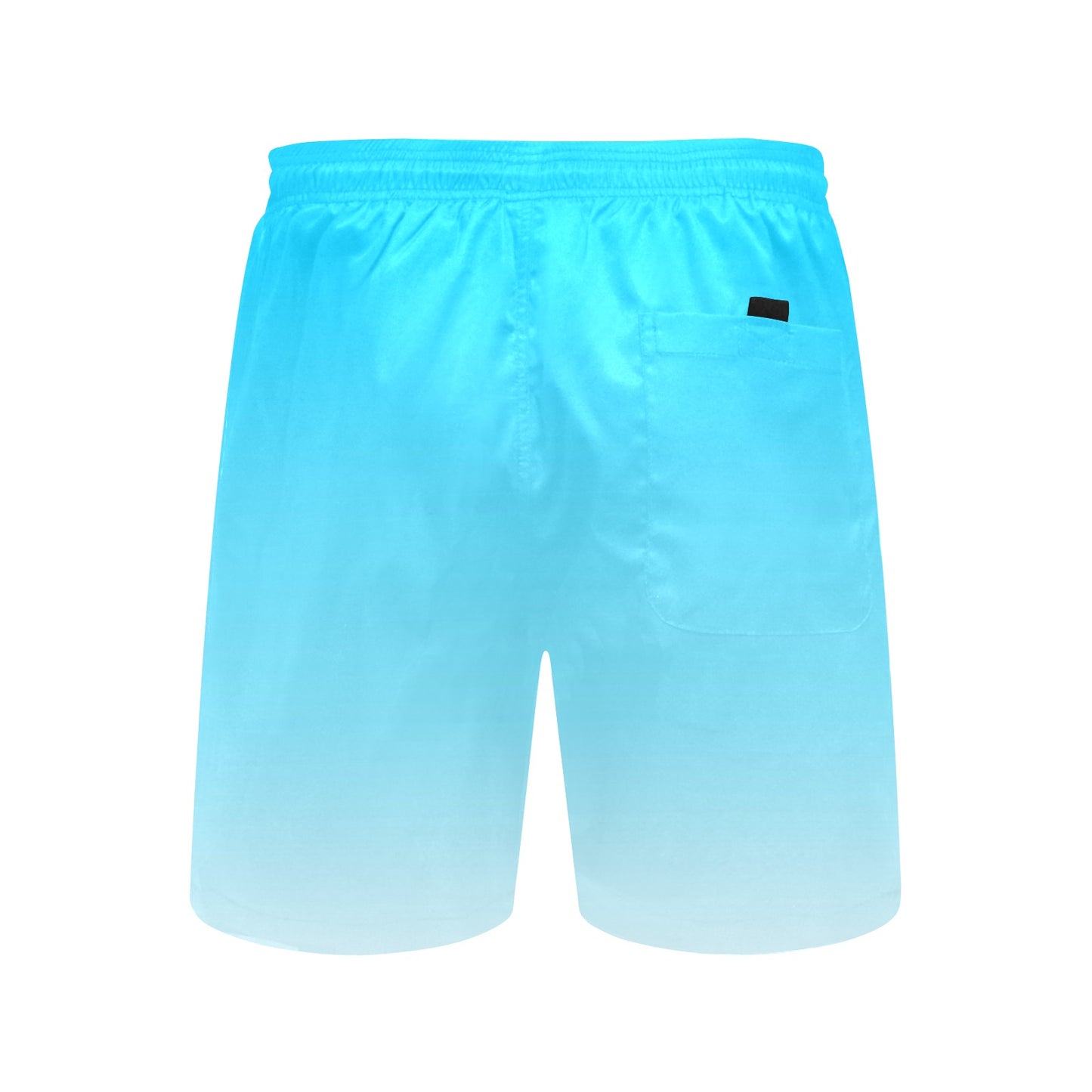 Blue Ombre Men Swim Trunks, Mid Length Shorts Aqua Beach Pockets Mesh Lining Drawstring Boys Casual Bathing Suit Plus Size Swimwear