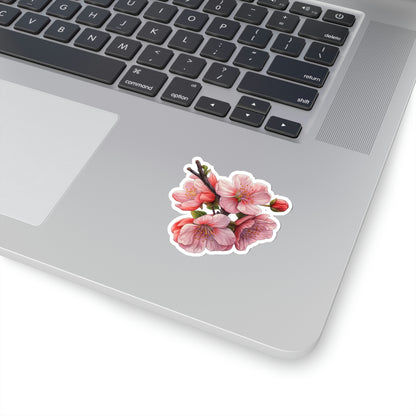 Cherry Blossom Sticker, Pink Flower Sakura Art Kawai Laptop Decal Vinyl Cute Waterbottle Tumbler Car Waterproof Bumper Aesthetic Wall