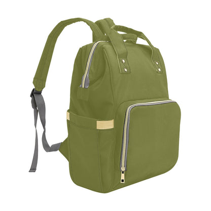Olive Green Diaper Bag Backpack, Baby Boy Girl Waterproof Insulated Pockets Stylish Mom Dad Designer Men Women Multipurpose