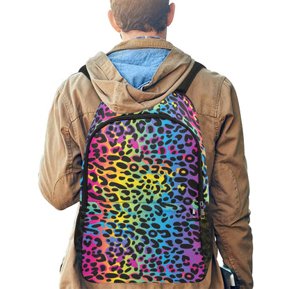 Rainbow Leopard Backpack, Cheetah Animal Print Men Women Kids Gift Him Her School College Waterproof Side Mesh Pockets Aesthetic Bag Starcove Fashion