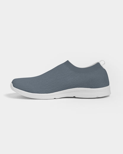 Mighty Slate Slip On Men Shoes, Grey Blue Breathable Sneaker Canvas Print Designer Custom Design Starcove Fashion