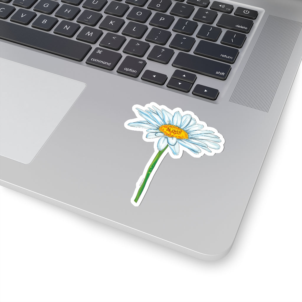 Daisy White Flower Sticker, Laptop Decal Vinyl Cute Waterbottle Tumbler Car Bumper Aesthetic Die Cut Wall Mural Starcove Fashion
