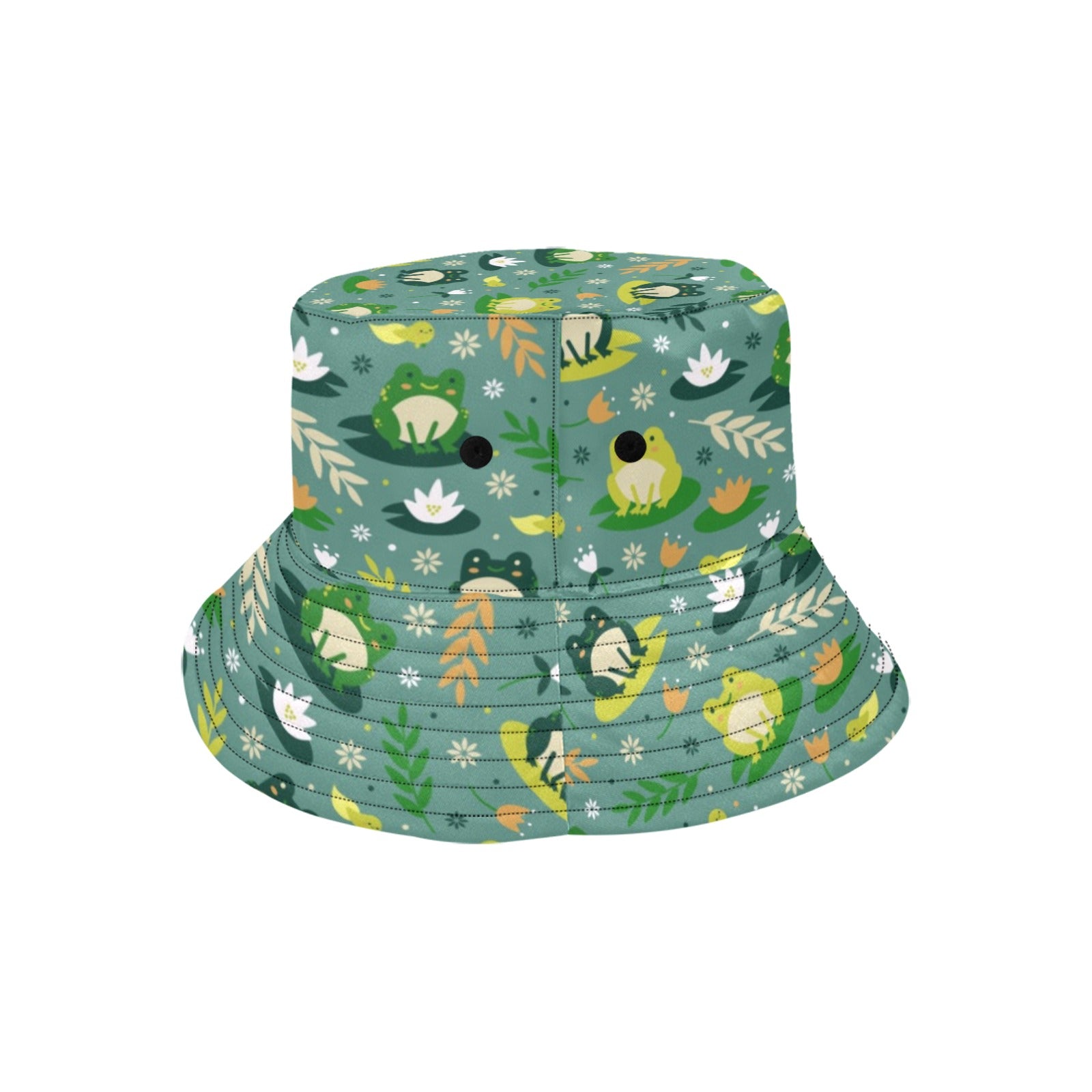 Frog Bucket Hat, Retro Vintage Green Animal Summer Festival Cute Women Men Designer Beach Sun Shade Y2K Cotton Twill Starcove Fashion