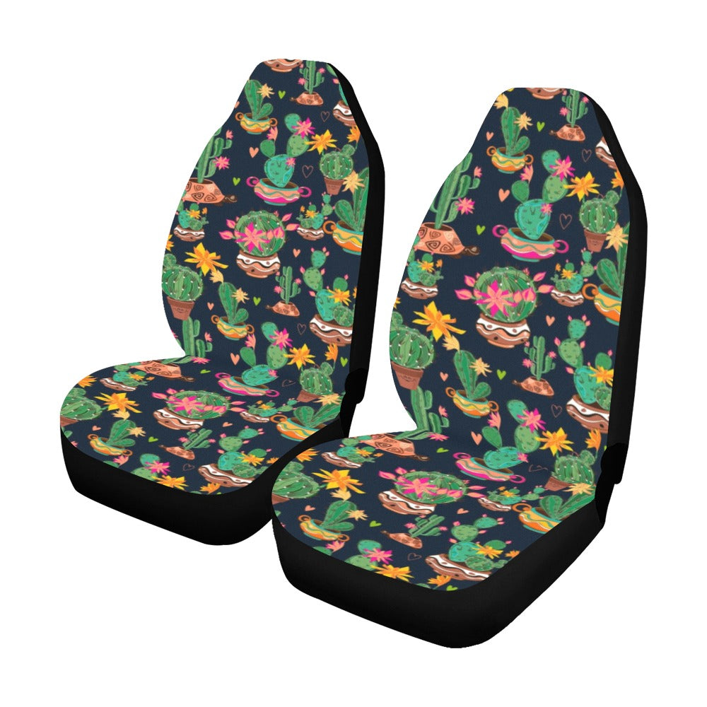 Cactus Flowers Car Seat Covers 2 pc, Green Mexican Floral Succulent Front Seat Covers Vehicle Car SUV Seat Protector Accessory Starcove Fashion